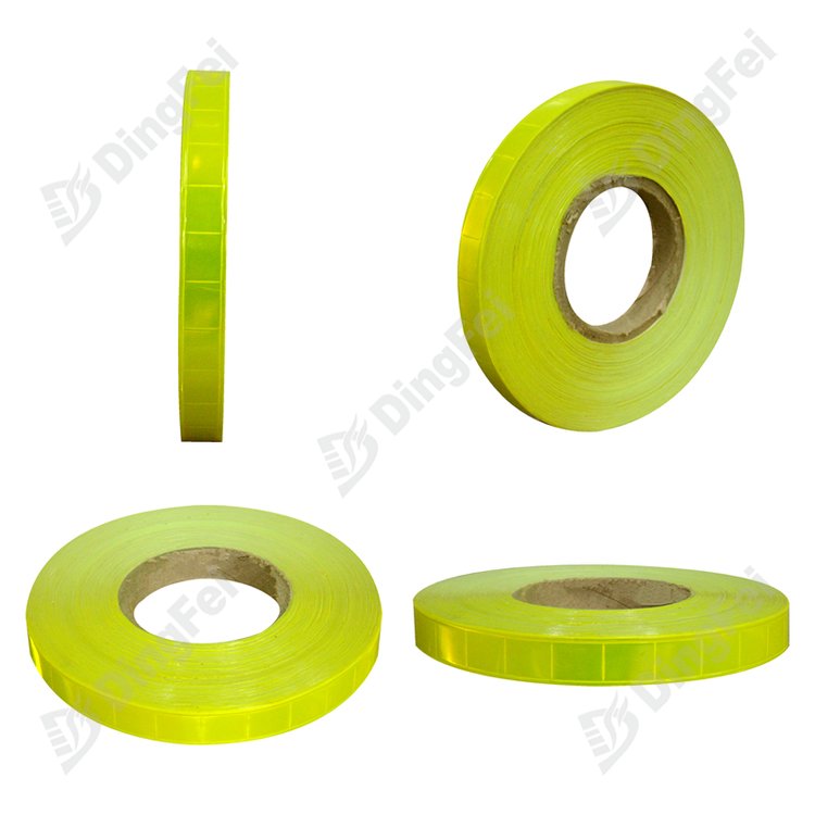 2 CM Fluorescent Yellow Checkered PVC Saw One Reflective Tape For Clothing - 